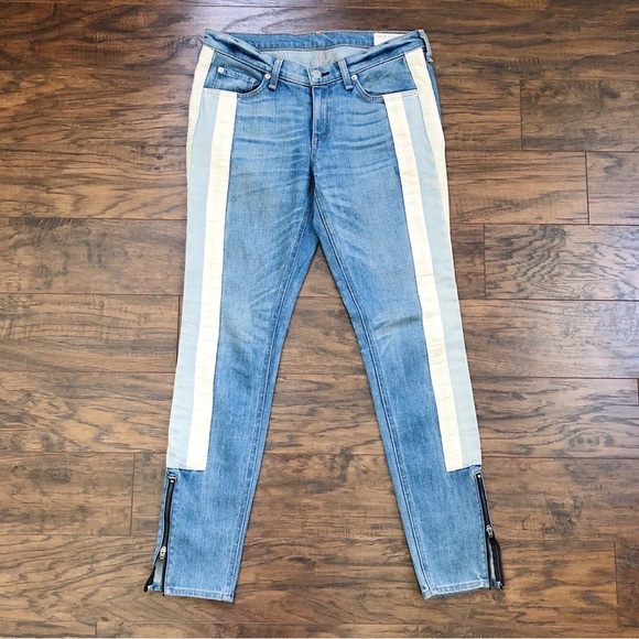 rag & bone • The Skinny Racer Relay jeans stripe slim zipper ankle low rise fade - Picture 2 of 14
